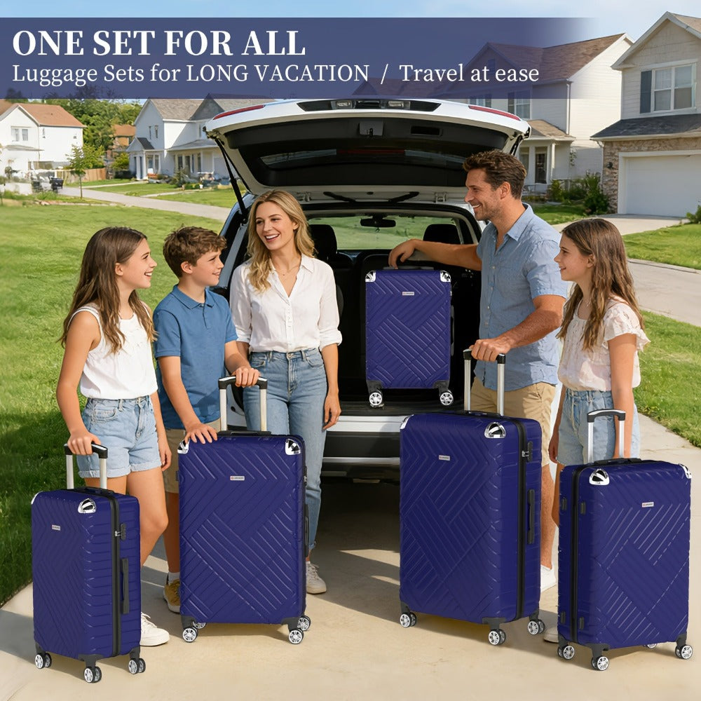 Juego de 5 maletas para vacaciones, viajes de negocios y familiares, juego de maletas rodantes duraderas y ligeras con múltiples tamaños disponibles, mango telescópico, opcional en 10 colores incluyendo negro, rojo, azul, gris, verde, etc.