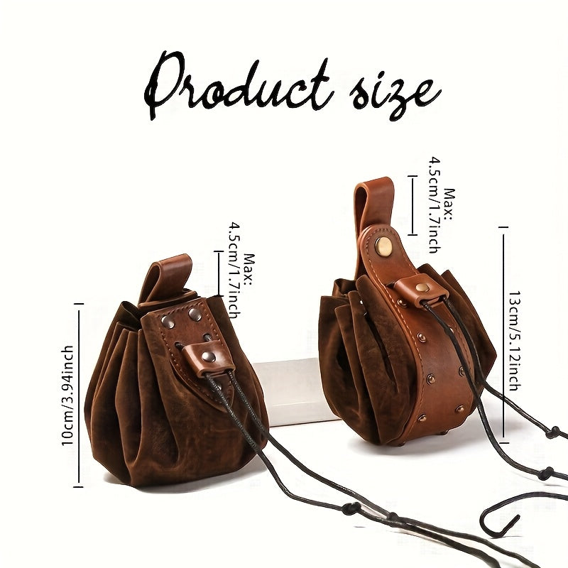 Juego de 5 piezas de cinturón medieval vintage con hebilla de cuero sintético repujado, riñonera portátil renacentista, bolsa lateral, riñonera con remaches, bolsa de dados con 8 botellas de corcho, accesorios de cinturón de botellas de poc