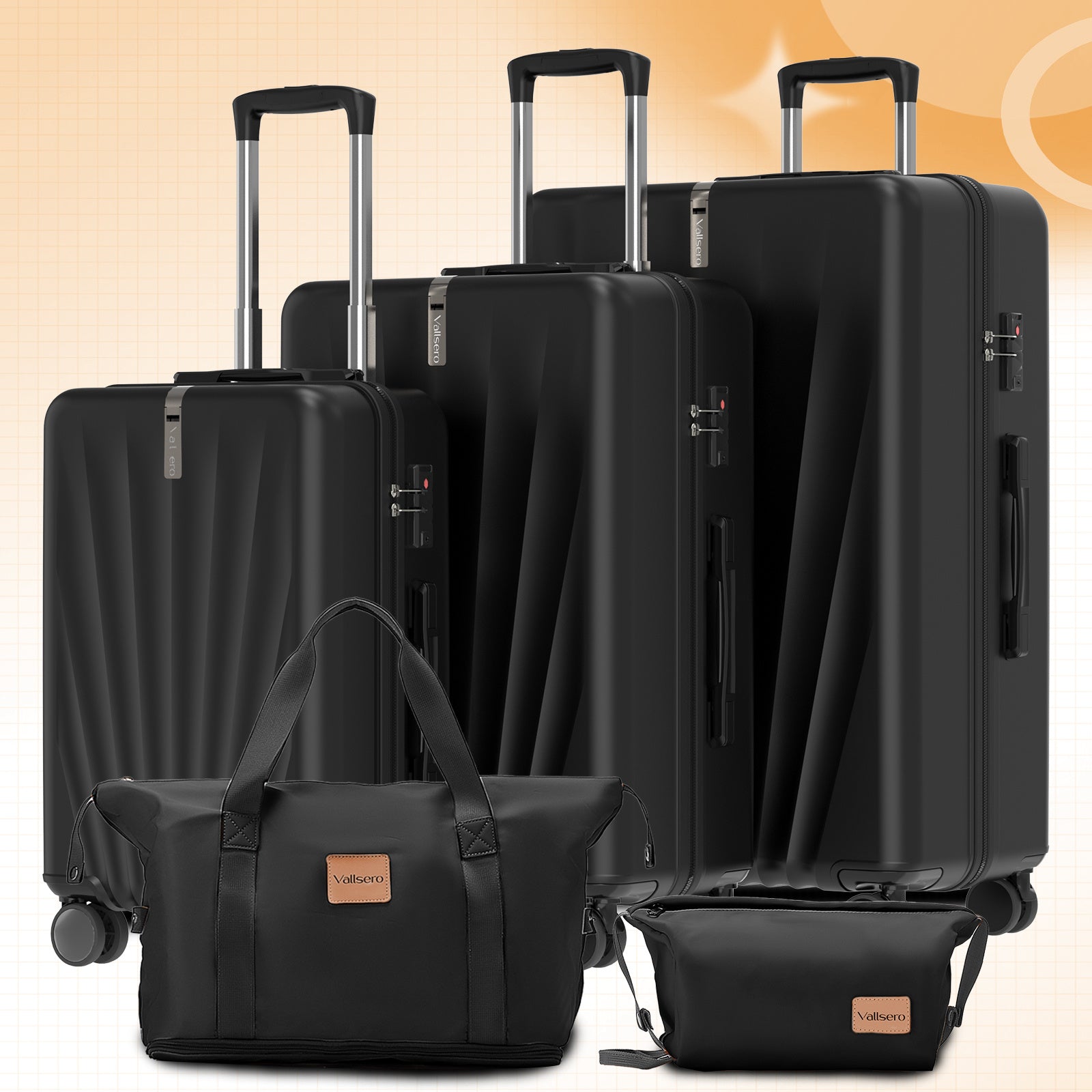 Juego de 5 piezas de equipaje, juego de viaje para trolley de negocios y viajes, cerradura TSA, ruedas de 360° variant image - product view 56
