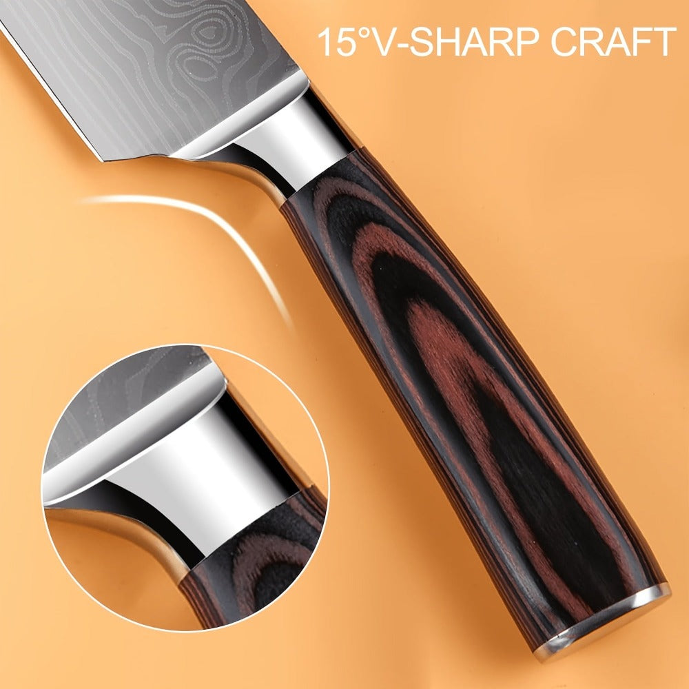 Juego de 5 piezas/Juego de 8 piezas [Caja de regalo + Sello de cintura], Juego de cuchillos de cocina, Cuchillo de chef, Cuchillo para rebanar, Corte de carne y pescado, Un juego puede preparar una variedad de ingredientes, Cocina casera, H