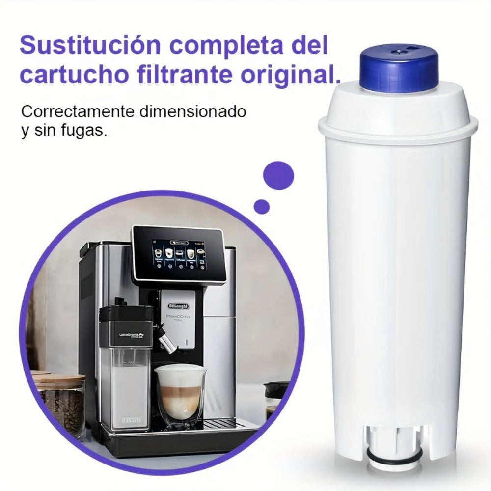 Juego de 6 piezas de filtro de agua de repuesto para DeLonghi DLSC002 - Compatible con DeLonghi Magnifica Evo & S, Dinamica (Plus), Primadonna, Eletta Explorer - Reemplaza el filtro de agua De Longhi para cafeteras y máquinas de espresso de