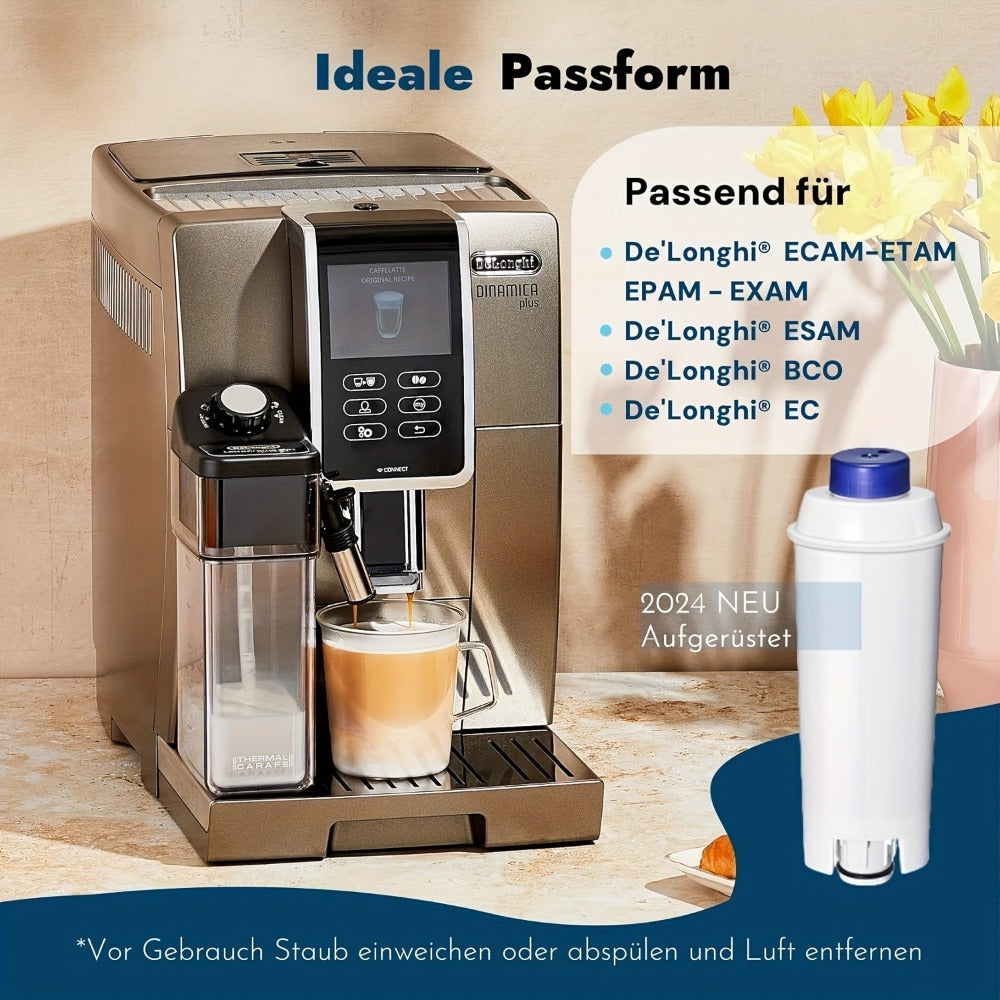Juego de 6 piezas de filtro de agua de repuesto para DeLonghi DLSC002 - Compatible con DeLonghi Magnifica Evo & S, Dinamica (Plus), Primadonna, Eletta Explorer - Reemplaza el filtro de agua De Longhi para cafeteras y máquinas de espresso de