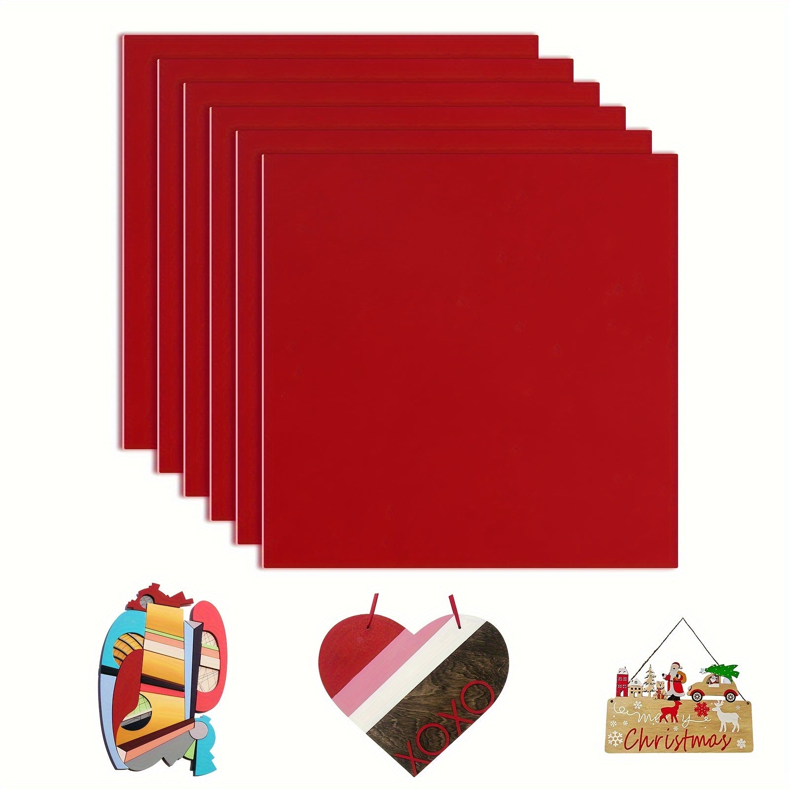 Juego de 6 piezas de tablero MDF de densidad especial de 3 mm 30*30 cm con pegatinas coloridas para manualidades, corte CNC, pintura, manualidades DIY, ahuecado, decoraciones festivas, maquetas planas, maquetas de casas, joyería de aretes -
