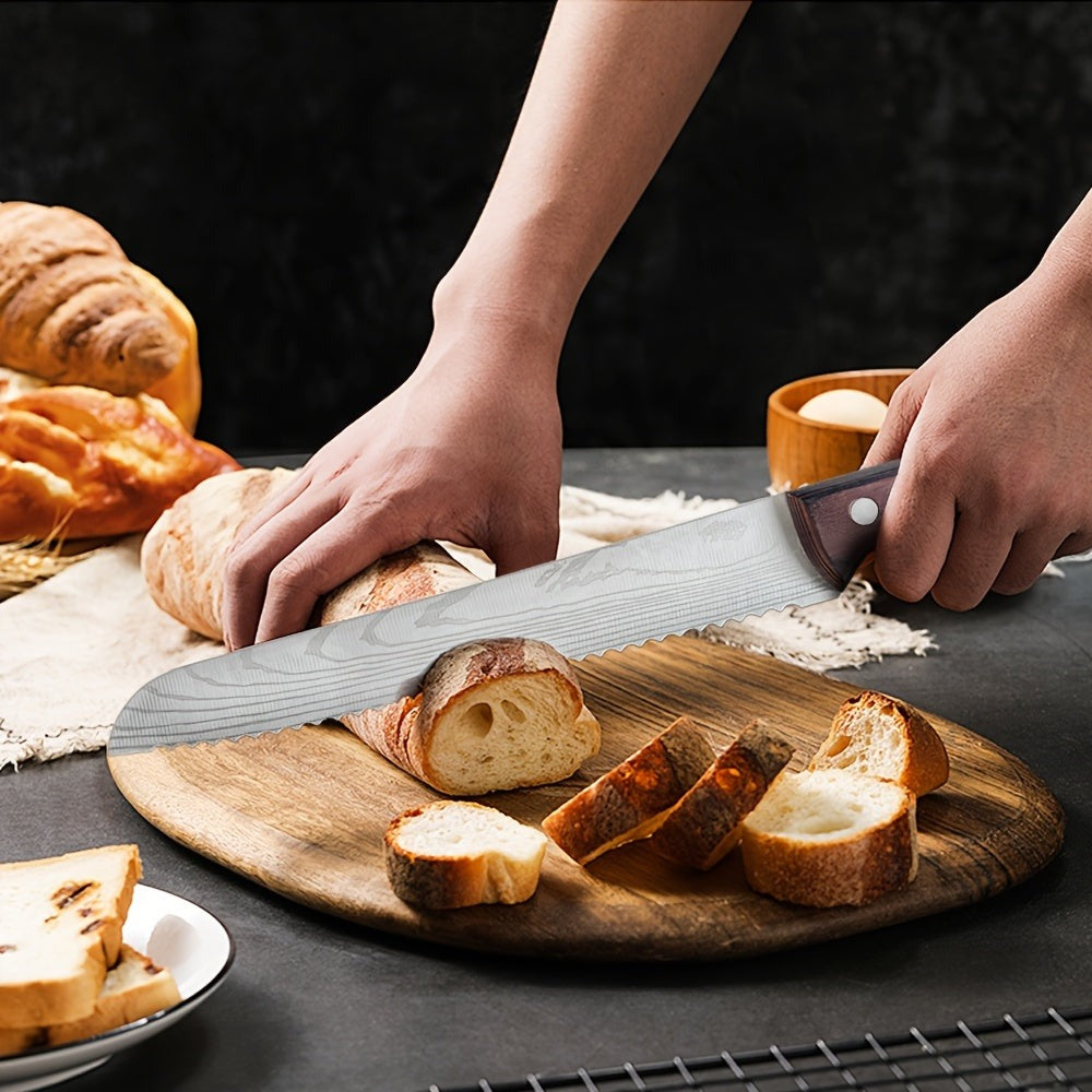 Juego de 7 cuchillos con bloque, juego de cuchillos de chef con hojas de acero inoxidable de alto carbono y mangos ergonómicos de Pakkawood - Incluye bloque para cuchillos detail image