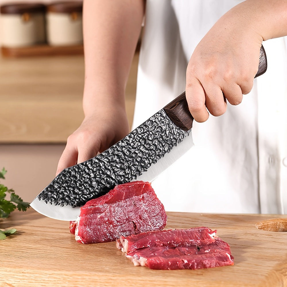 Juego de 8 cuchillos japoneses de acero inoxidable 5Cr15, juego completo de cuchillos de cocina de alta calidad: cuchillo de chef, cuchillo de carnicero, cuchillo de cocina para verduras, con mango de madera y bolsa de nailon, para regalos 