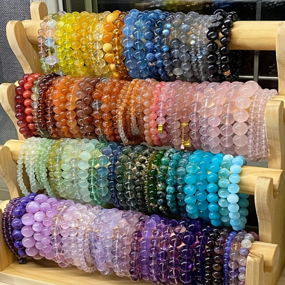 Juego de 80 pulseras elásticas de 8 mm con cuentas de cristal de colores vibrantes y aleatorios (80 pulseras de cuentas) - Estas cuentas multicolores son perfectas para uso diario, celebraciones y ocasiones especiales - Un accesorio versáti