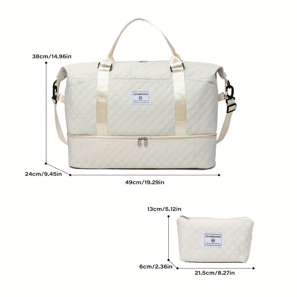 Juego de Bolsos para Mujer: Combinación de Bolso de Viaje y de Gimnasio de Gran Capacidad, Bolso con Estampado de Letras, Regalo de San Valentín, Bolso de Equipaje Multifuncional, Bolso de Mano Cosido para Viajes de Corta y Larga Distancia 