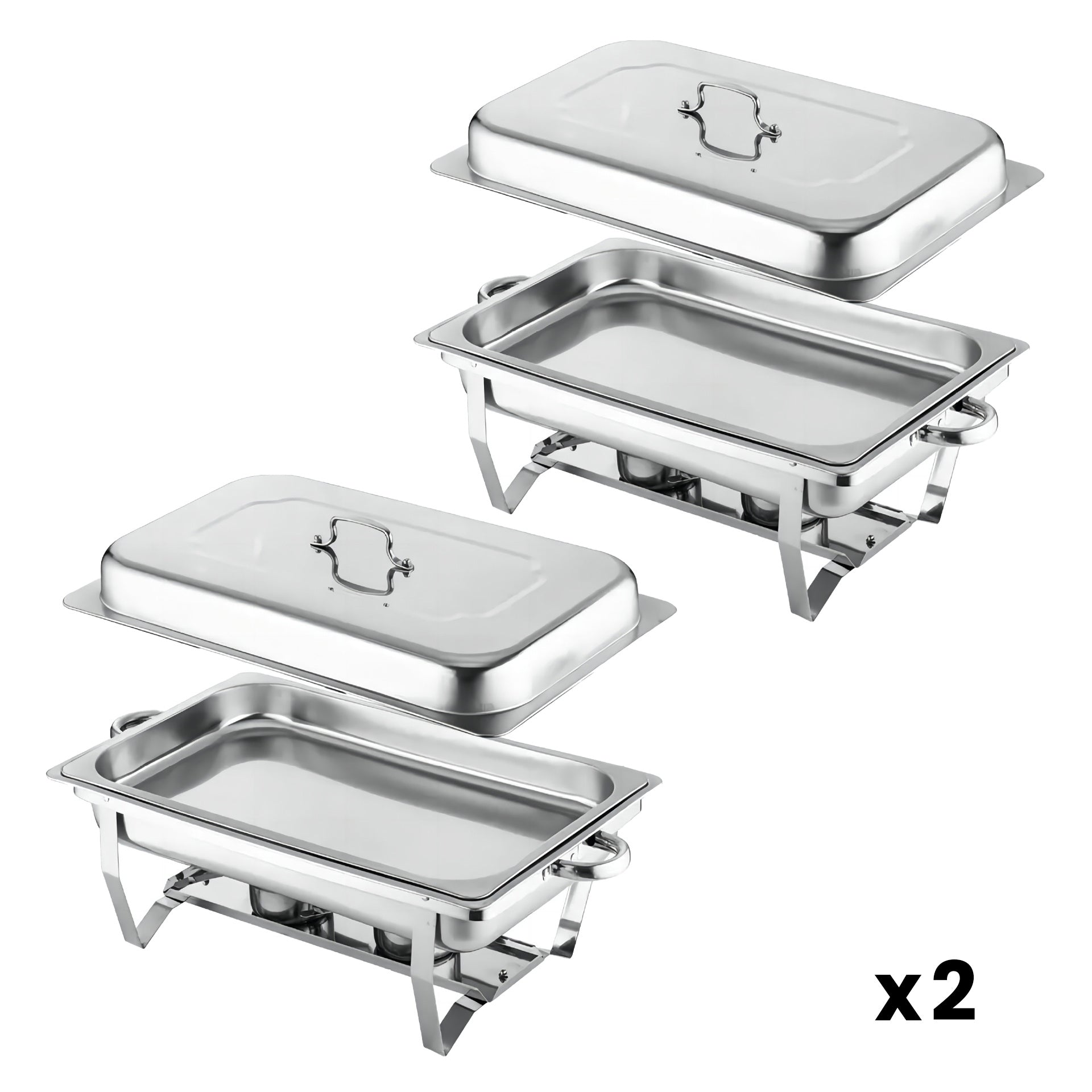 Juego de calentador de alimentos de acero inoxidable, plateado - Incluye tapa aislada, bandeja de agua, bandeja para alimentos, marco, rejilla de combustible - Adecuado para uso comercial y doméstico, utensilios de bufé con tapa cuadrada de