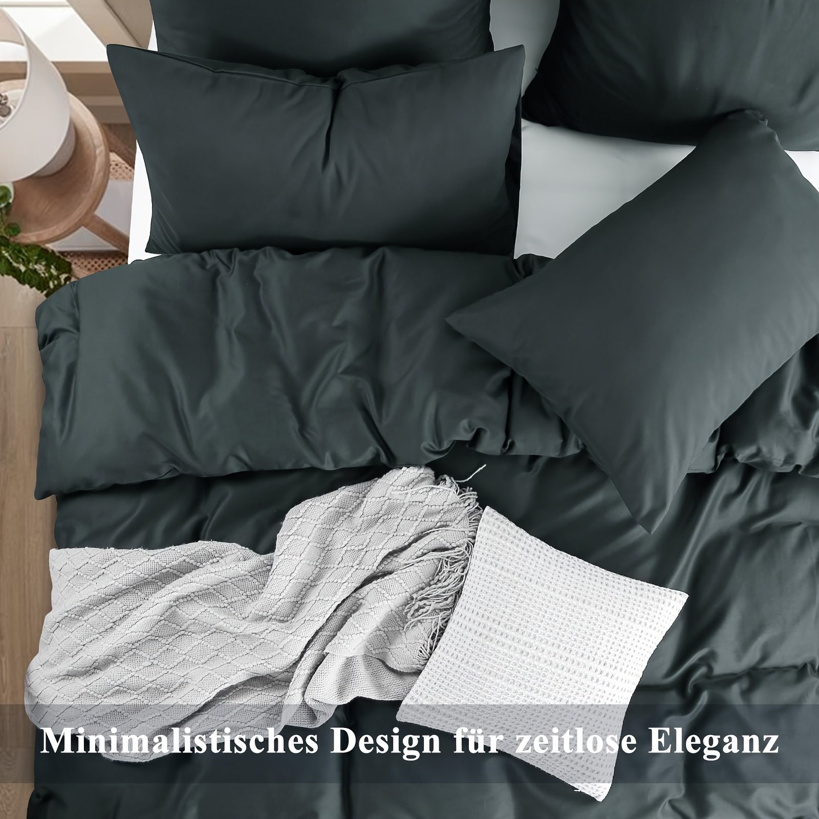 Juego de cama de 3/4 piezas, incluye funda nórdica 100 % algodón - Ropa de cama suave para toda estación, resistente a la luz, diseño con cremallera, tejido de color liso, varios tamaños (135x200, 155x220, 200x200, 200x220) - Estilo moderno