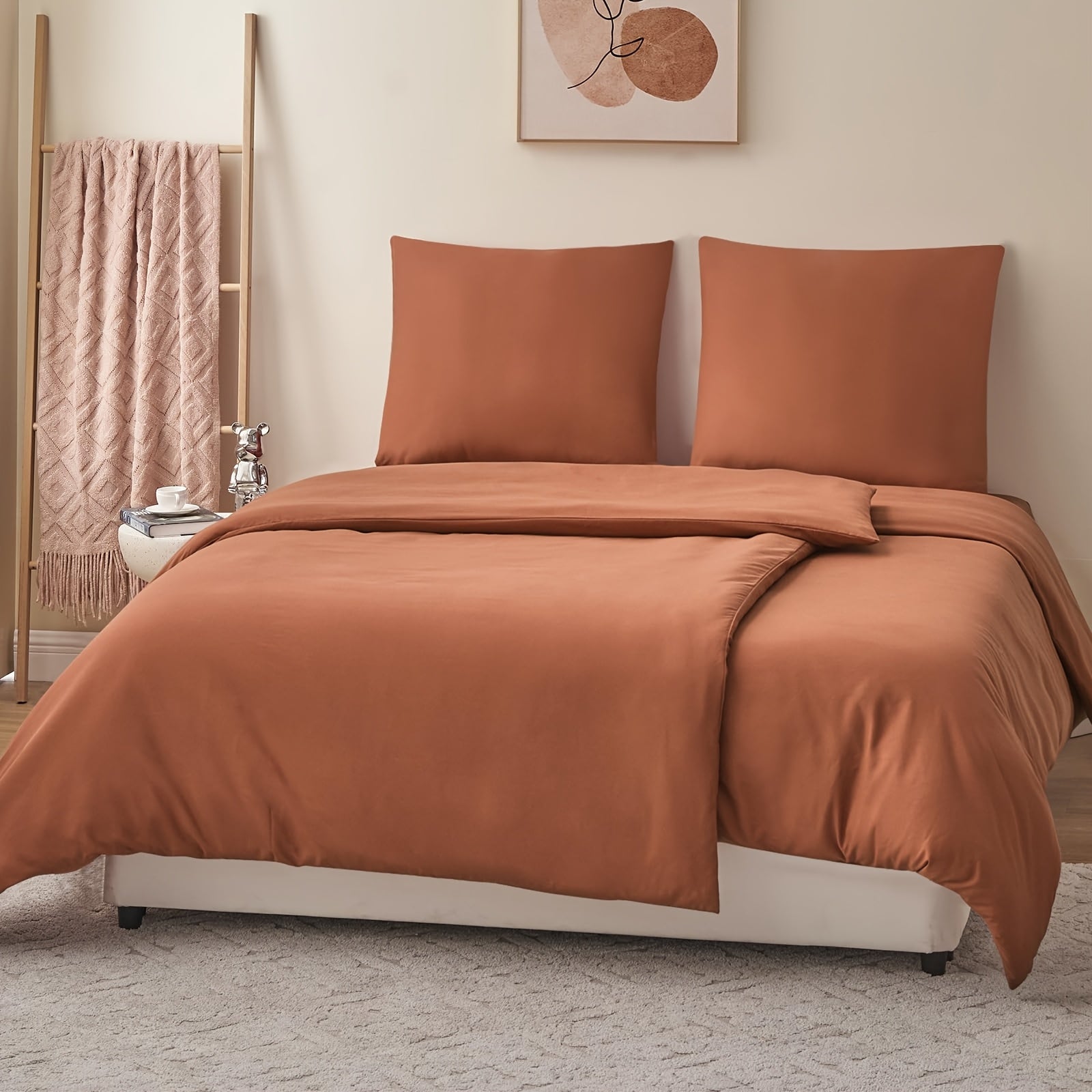 Juego de cama de 3/4 piezas, incluye funda nórdica 100 % algodón - Ropa de cama suave para toda estación, resistente a la luz, diseño con cremallera, tejido de color liso, varios tamaños (135x200, 155x220, 200x200, 200x220) - Estilo moderno