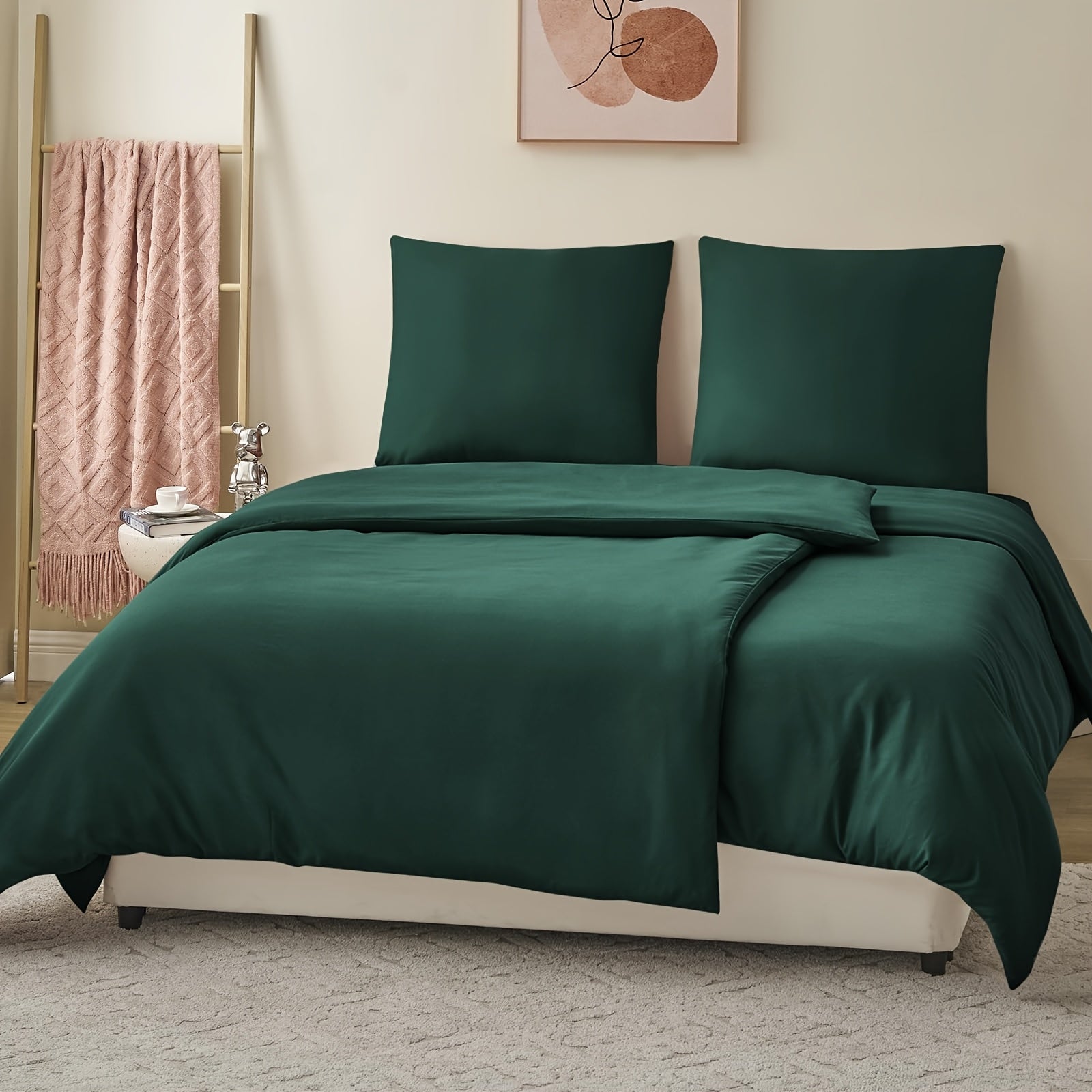 Juego de cama de 3/4 piezas, incluye funda nórdica 100 % algodón - Ropa de cama suave para toda estación, resistente a la luz, diseño con cremallera, tejido de color liso, varios tamaños (135x200, 155x220, 200x200, 200x220) - Estilo moderno
