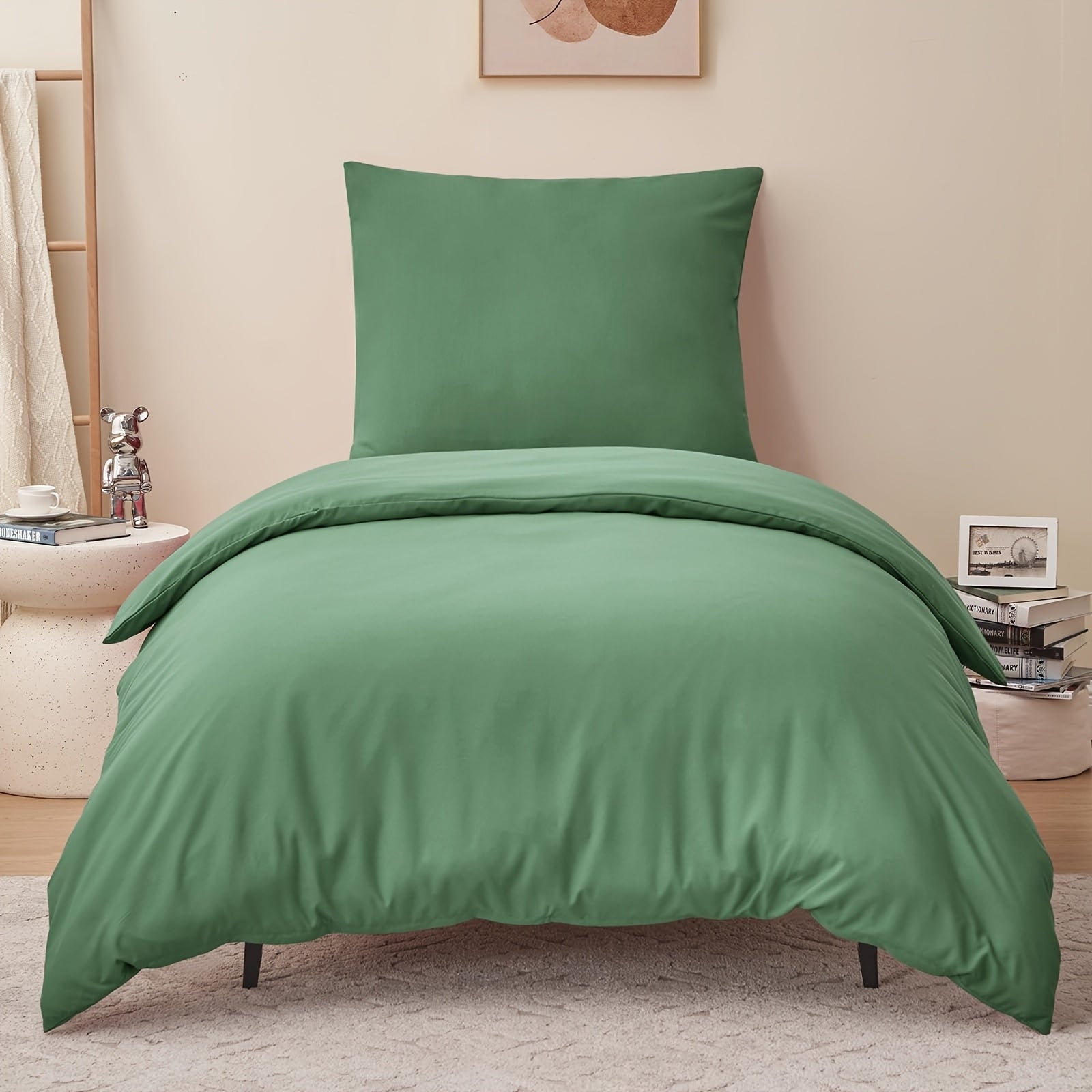 Juego de cama de 3/4 piezas, incluye funda nórdica 100 % algodón - Ropa de cama suave para toda estación, resistente a la luz, diseño con cremallera, tejido de color liso, varios tamaños (135x200, 155x220, 200x200, 200x220) - Estilo moderno
