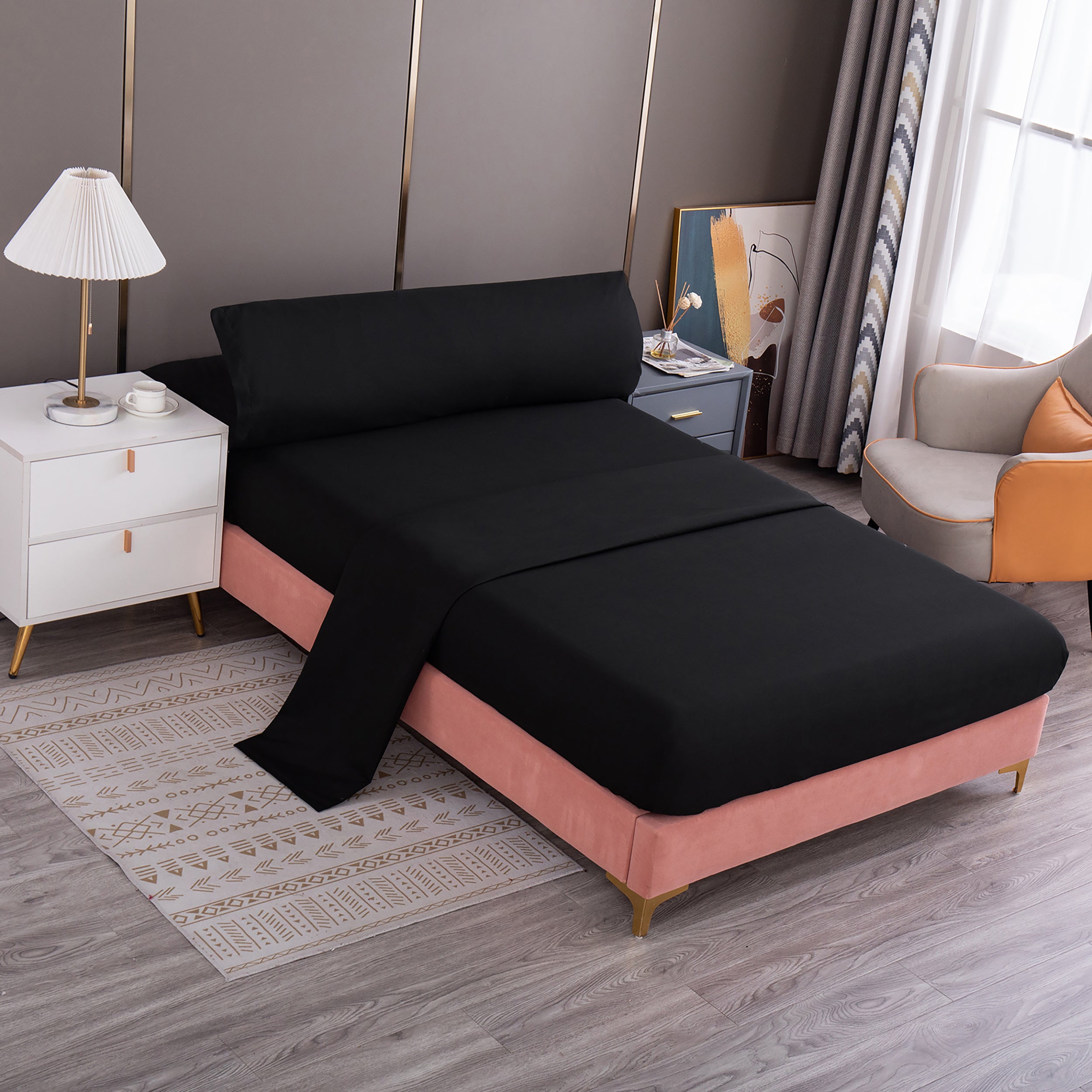 Juego de cama de tres piezas, suave y cómodo, adecuado para todas las estaciones, rosa, azul, rojo rosa, negro, gris, blanco, adecuado para camas de 90 CM, 105 CM, 135 CM, 150 CM, 180 CM variant image - product view 27