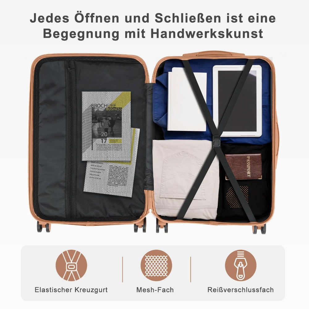 Juego de equipaje de cuatro piezas, que incluye maletas ligeras equipadas con ruedas, estuches duraderos de ABS con cerradura y ruedas giratorias. Esta colección de equipaje de mano incluye tamaños de 12, 20, 24 y 28 pulgadas. detail image 