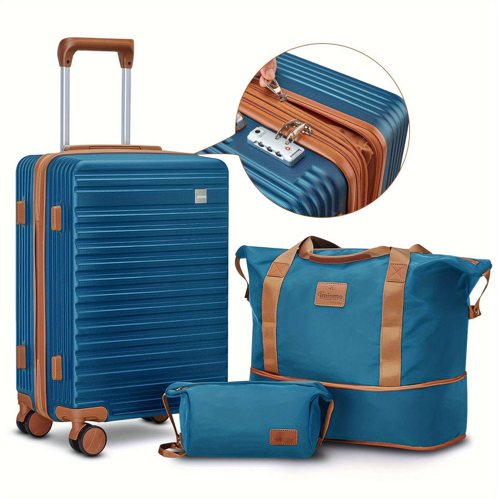 Juego de equipaje portátil Imiomo, maleta de mano ligera, maleta de carcasa rígida de PP expandible con ruedas giratorias, equipaje de viaje de 20 pulgadas con candado TSA (juego de 3 piezas) variant image - product view 5