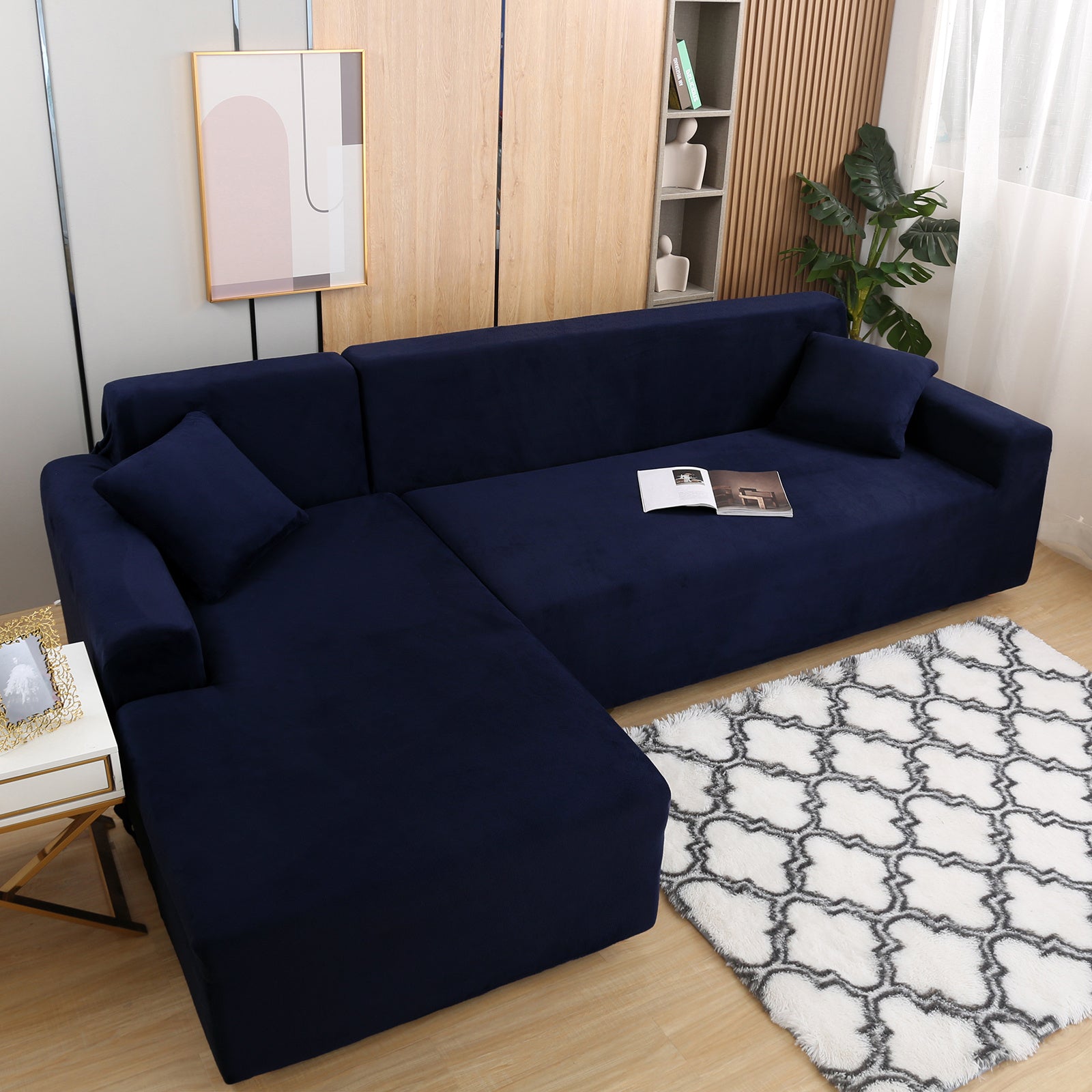 Juego de funda de sofá de felpa lujosa para sofá en forma de L (3 plazas 2 piezas) - Suave, lisa y agradable para la piel - Mejora perfecta para la decoración de la sala de estar de Navidad variant image - product view 13