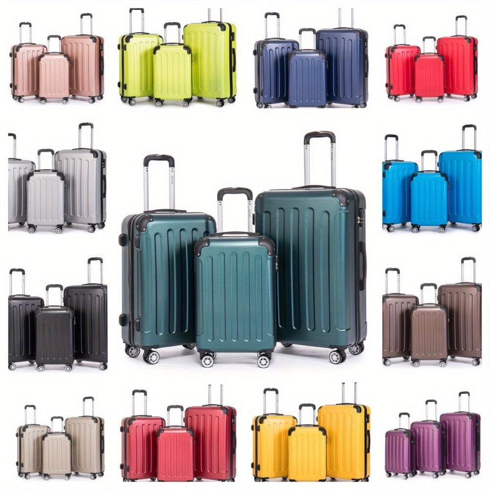 Juego de maletas familiares de tres piezas 20+24+28 pulgadas, equipaje de cabina de 20 pulgadas con ruedas universales, caja de almacenamiento para viajes de negocios, cartera ABS resistente y gran capacidad (ML-XL-set) detail image