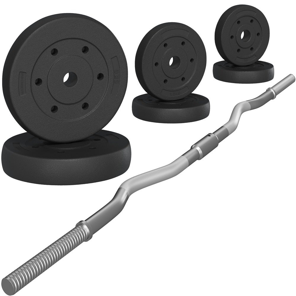 Juego de pesas Sz-Barbell Set Curlset 20/25/30 Kg, juego de barra larga con 6 discos, Sz-Bar para entrenamiento de fuerza, barra de curl con pesas product image