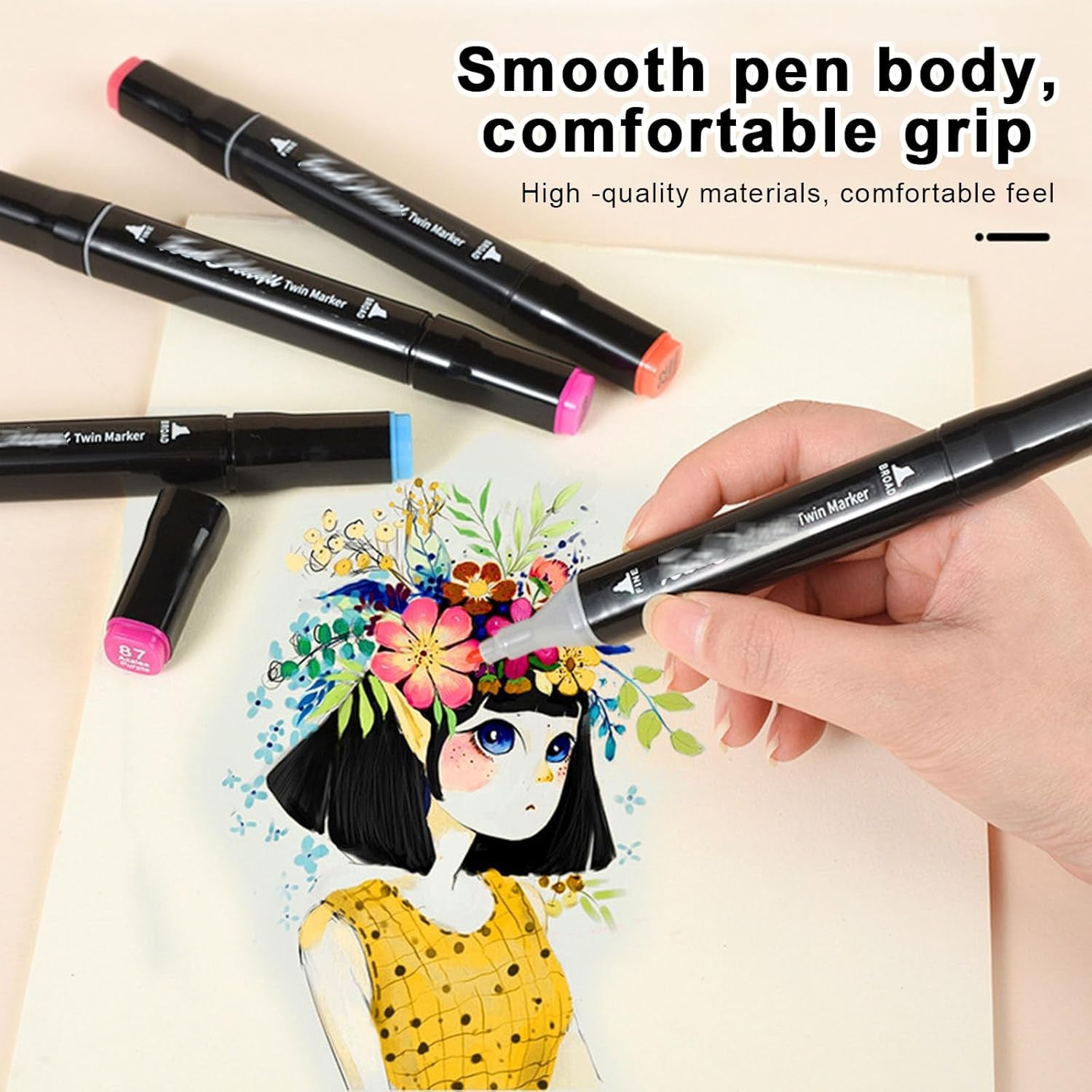 Juego de rotuladores de doble punta de gran capacidad de 204 colores con marcadores de doble cabeza y cuaderno de dibujo, apto para dibujar, colorear, caligrafía, álbumes de recortes, oficina - Bolsa de almacenamiento portátil, regalo para 