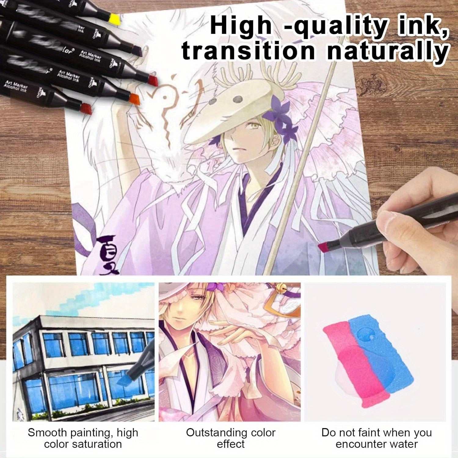 Juego de rotuladores de doble punta de gran capacidad de 204 colores con marcadores de doble cabeza y cuaderno de dibujo, apto para dibujar, colorear, caligrafía, álbumes de recortes, oficina - Bolsa de almacenamiento portátil, regalo para 