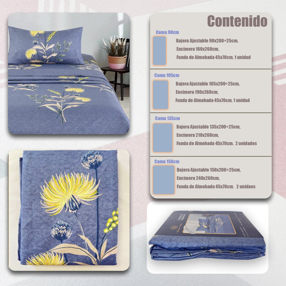 Juego de Sábanas 3 o 4 Piezas de Microfibra, Tejido Cepillado Super Suave, Incluye Sábana Encimera + Sábana Bajera Ajustable + Fundas de Almohada detail image - detail view 4