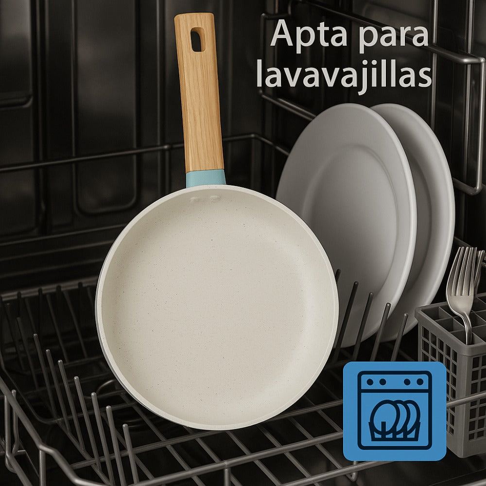 Juego de Sartenes Cocina 20+24+28 Revestimiento Antiadherente para Inducción | Recubrimiento Cerámico | Mango Soft-Touch | Set de Sartenes | Libre de PFOA y PFAS detail image - detail view 5