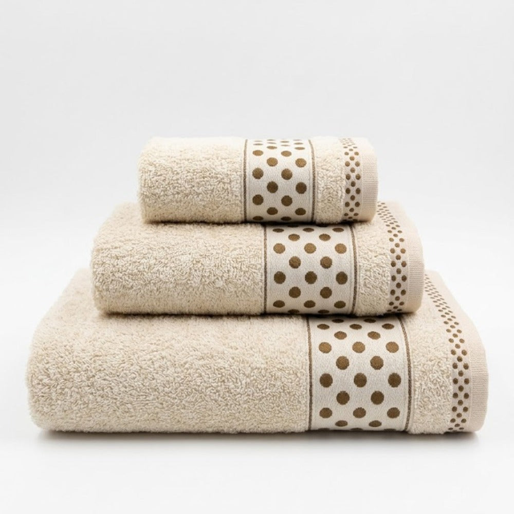 Juego de Toallas de Algodón 100% (3 Piezas) - Incluye Toalla de Tocador, Lavabo y Ducha | Tacto Suave, Ultra Absorbentes con Diseño Elegante de Lunares | Set Premium para Baño detail image