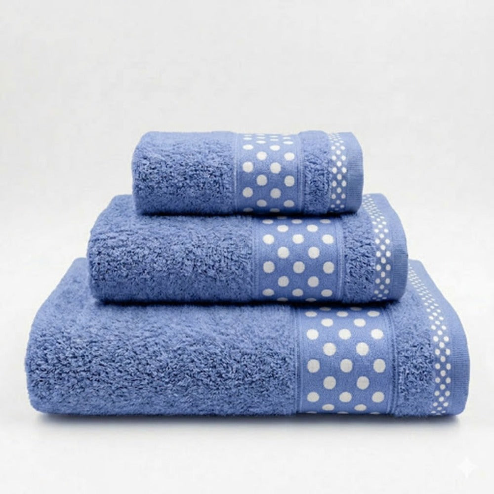 Juego de Toallas de Algodón 100% (3 Piezas) - Incluye Toalla de Tocador, Lavabo y Ducha | Tacto Suave, Ultra Absorbentes con Diseño Elegante de Lunares | Set Premium para Baño detail image - detail view 4