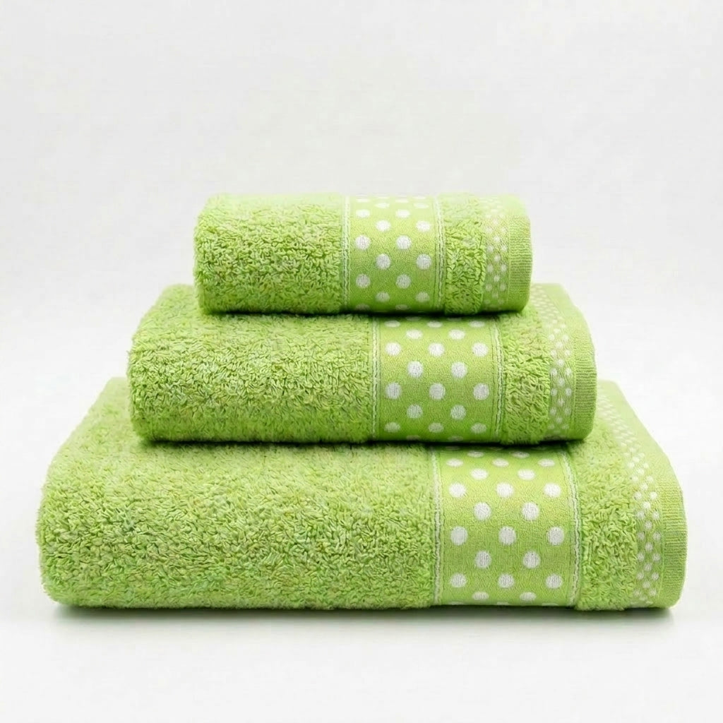 Juego de Toallas de Algodón 100% (3 Piezas) - Incluye Toalla de Tocador, Lavabo y Ducha | Tacto Suave, Ultra Absorbentes con Diseño Elegante de Lunares | Set Premium para Baño variant image - product view 32