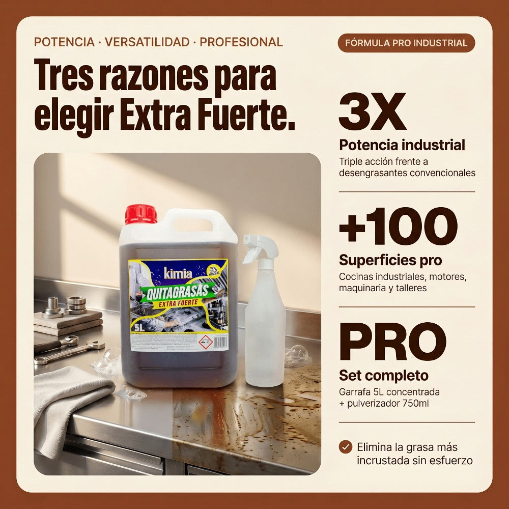 KIMIA - Quita Grasas Extra Fuerte 5L | Quitagrasas Concentrado | Desengrasante Profesional | Potente y Versátil | Desengrasante para Diversas Superficies | Alta Eficacia detail image - detail view 4