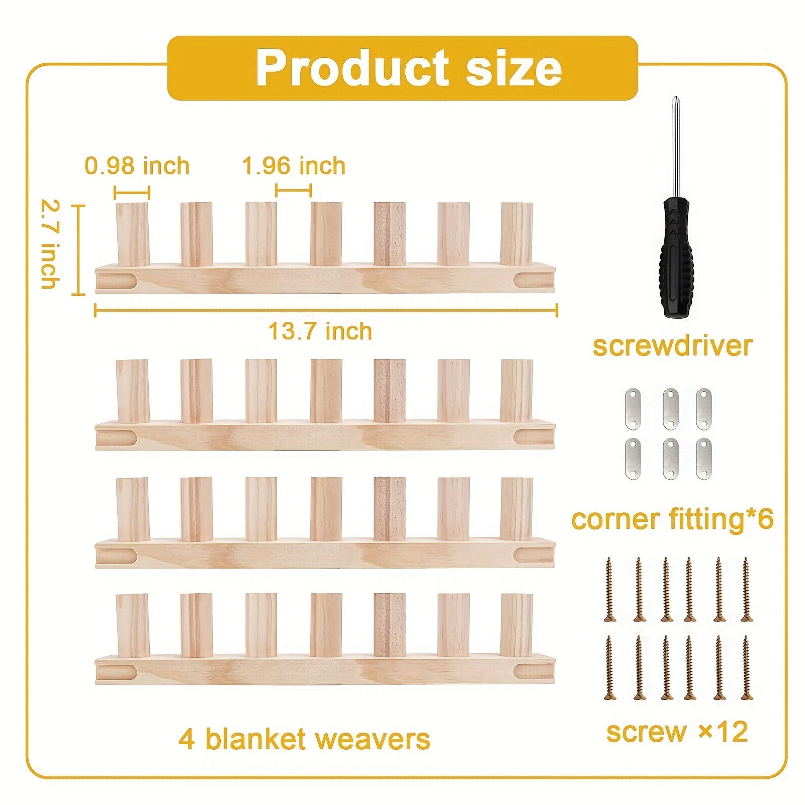 Kit de 4 Piezas para Tejer Mantas con Telar Manual de Madera - Artesanía DIY para Principiantes, Hecho a Mano para Mantas Acogedoras, Colchas y Afganos, Ideal para Artesanos DIY product image