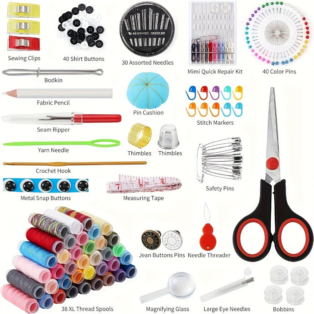 Kit de costura de regalo de 269 piezas para abuela, mamá, amigas, principiantes adultos, viajeros – Suministros y accesorios de costura portátiles con estuche – Incluye hilo, agujas, tijeras, cinta métrica, alfileres y más product image