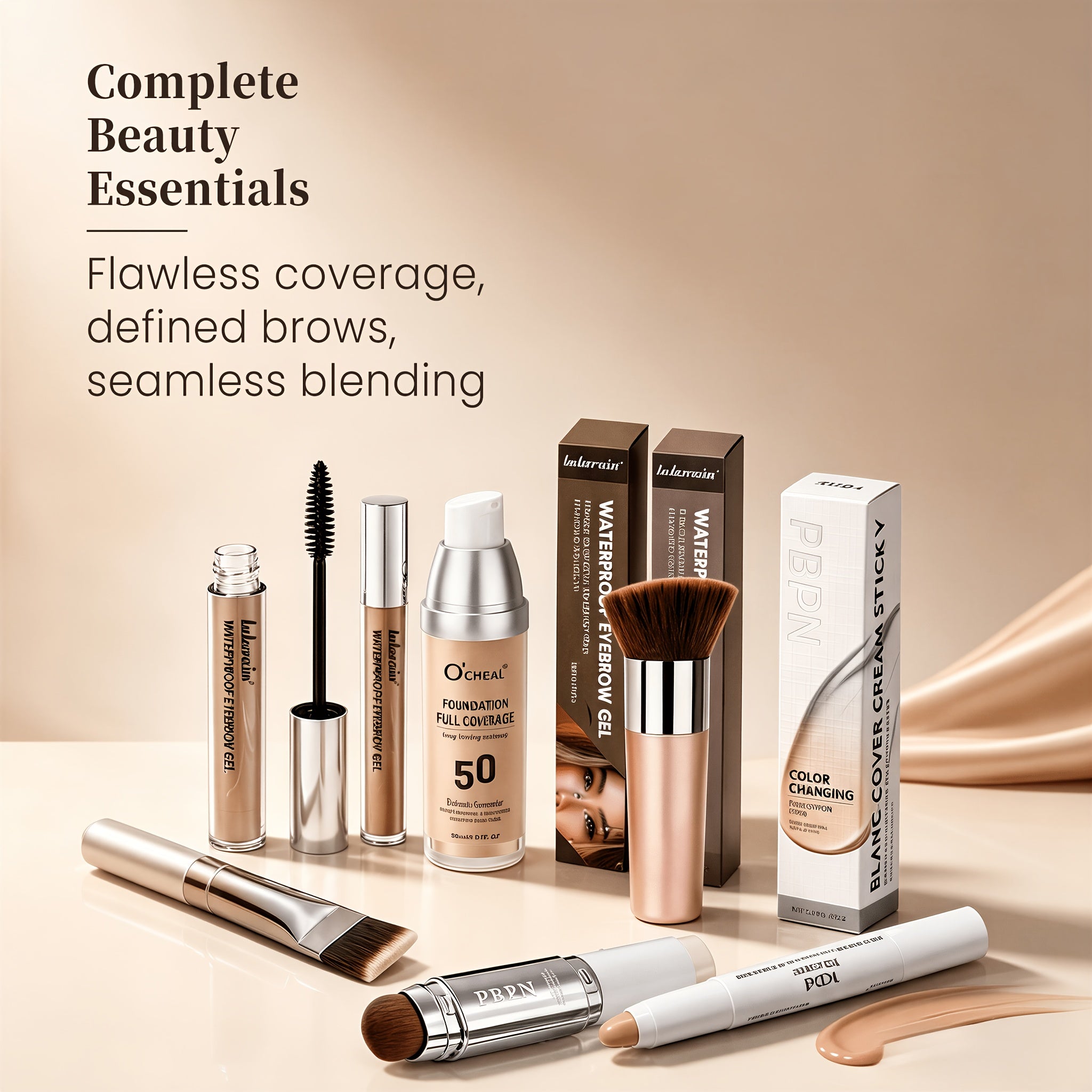 Kit de maquillaje de cara completa (con herramientas), base mágica coreana, set de maquillaje para mujer, rímel marrón, herramientas de maquillaje, kit de herramientas de cosméticos completo, set de belleza completo que incluye base, colore