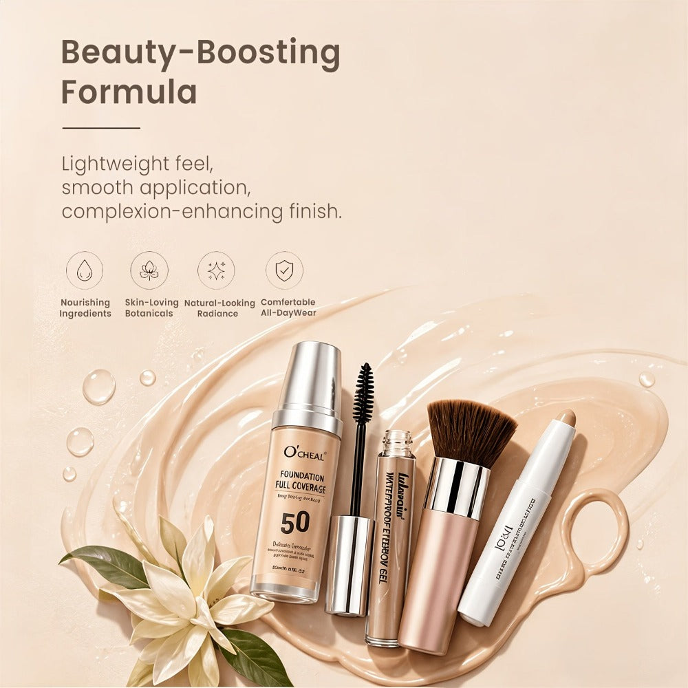 Kit de maquillaje de cara completa (con herramientas), base mágica coreana, set de maquillaje para mujer, rímel marrón, herramientas de maquillaje, kit de herramientas de cosméticos completo, set de belleza completo que incluye base, colore