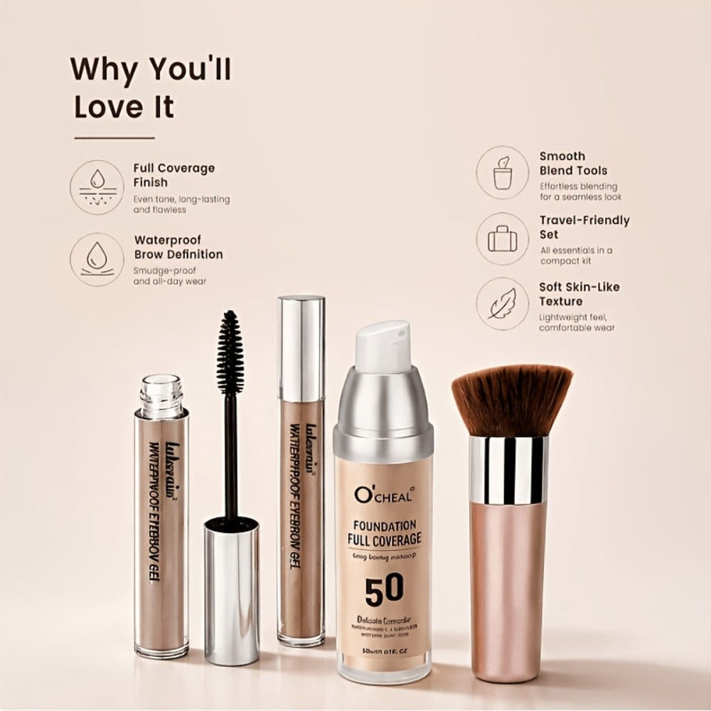 Kit de maquillaje de cara completa (con herramientas), base mágica coreana, set de maquillaje para mujer, rímel marrón, herramientas de maquillaje, kit de herramientas de cosméticos completo, set de belleza completo que incluye base, colore