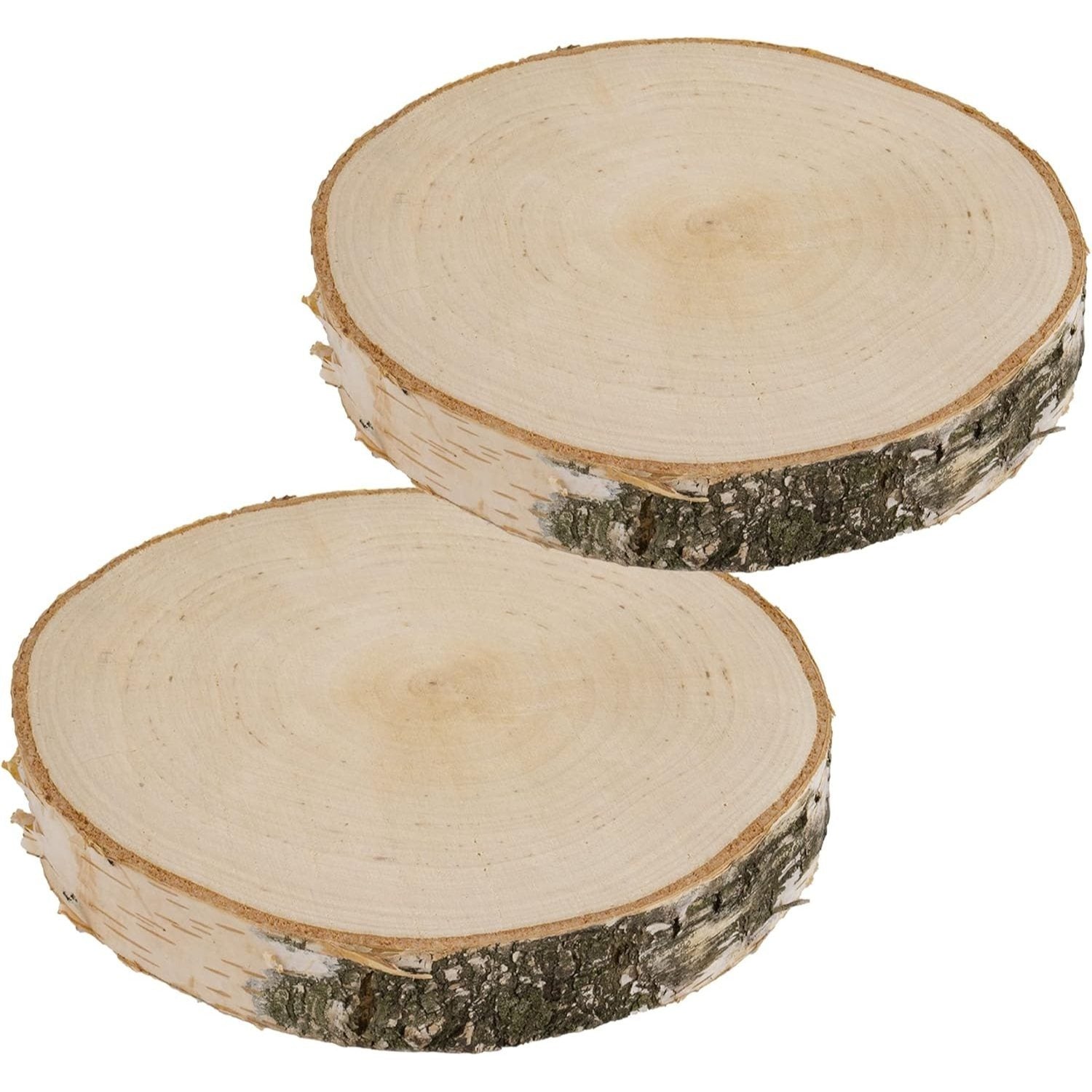 Lámina de Madera de Abedul 17–20 cm con Corteza Natural Redonda | Cortada a Mano, Cruda, Pulida, Producción de Poli | Perfecta para Decoraciones DIY, Adornos, Portavelas, Decoupage, Pirograbado, Transferencia de Fotos, Bodas Boho | Estructu