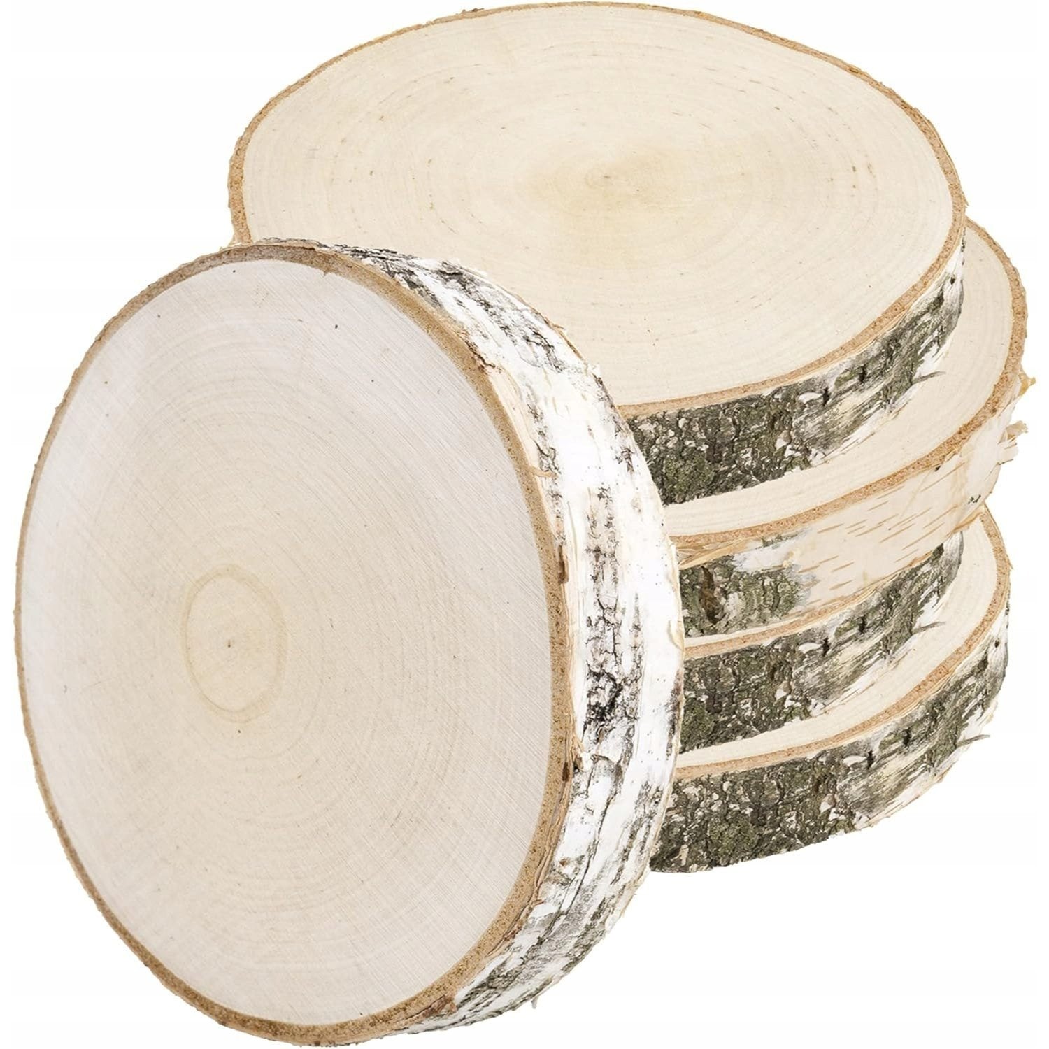 Lámina de Madera de Abedul 17–20 cm con Corteza Natural Redonda | Cortada a Mano, Cruda, Pulida, Producción de Poli | Perfecta para Decoraciones DIY, Adornos, Portavelas, Decoupage, Pirograbado, Transferencia de Fotos, Bodas Boho | Estructu