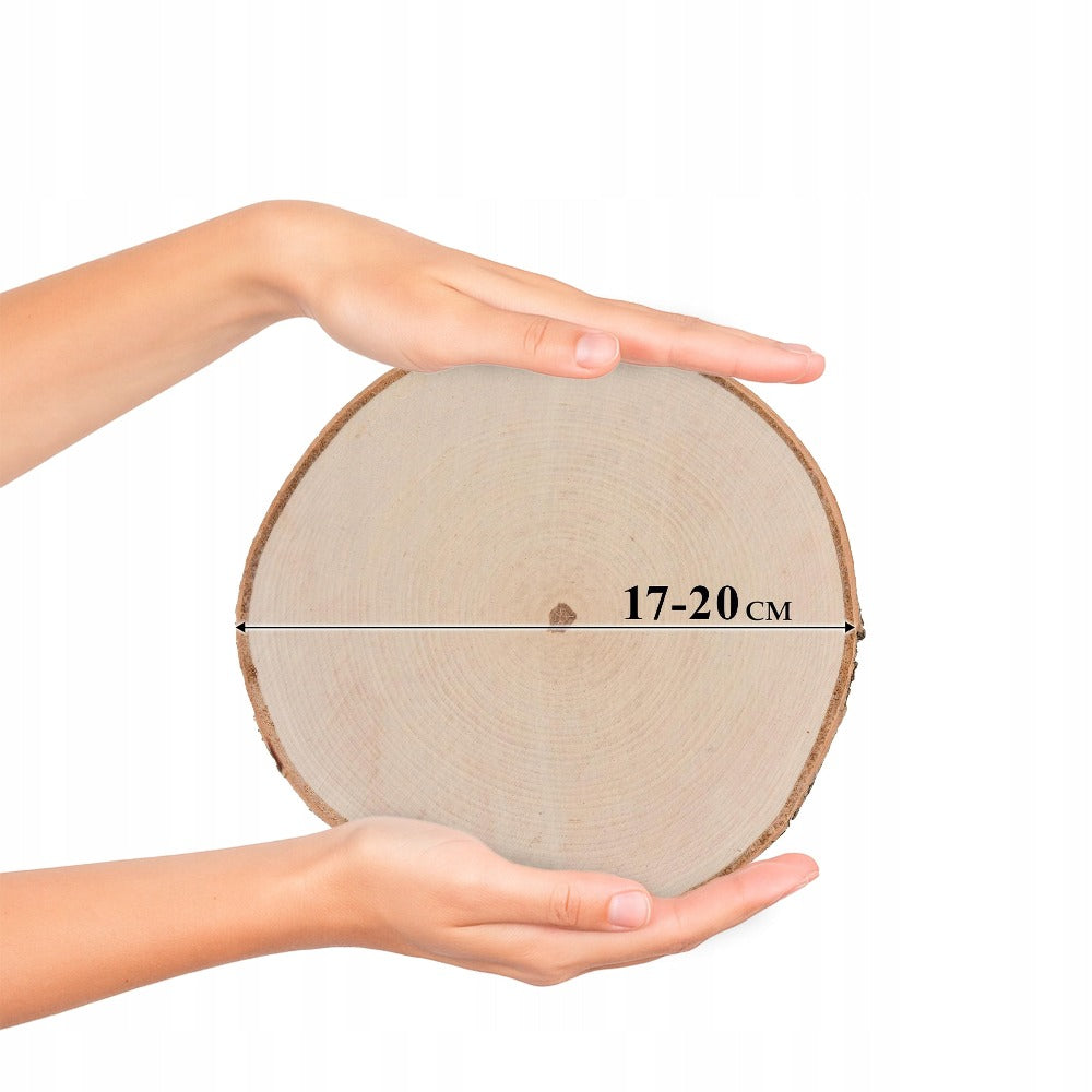 Lámina de Madera de Abedul 17–20 cm con Corteza Natural Redonda | Cortada a Mano, Cruda, Pulida, Producción de Poli | Perfecta para Decoraciones DIY, Adornos, Portavelas, Decoupage, Pirograbado, Transferencia de Fotos, Bodas Boho | Estructu