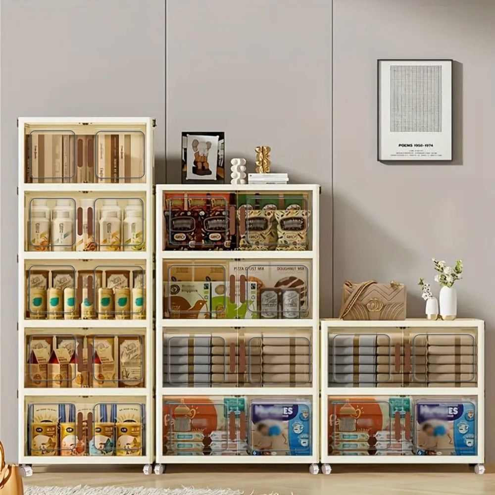 Locker infantil extragrande de 45 cm con puertas con ruedas - Taquilla plegable para dormitorio y guardería para guardar desorden, documentos, juguetes, bocadillos y cajones de plástico para almacenamiento, locker infantil multicapa detail