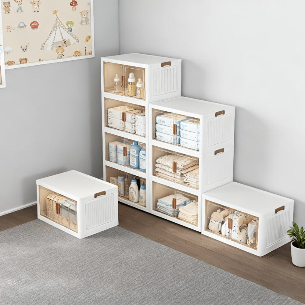 Locker infantil extragrande de 45 cm con puertas con ruedas - Taquilla plegable para dormitorio y guardería para guardar desorden, documentos, juguetes, bocadillos y cajones de plástico para almacenamiento, locker infantil multicapa product