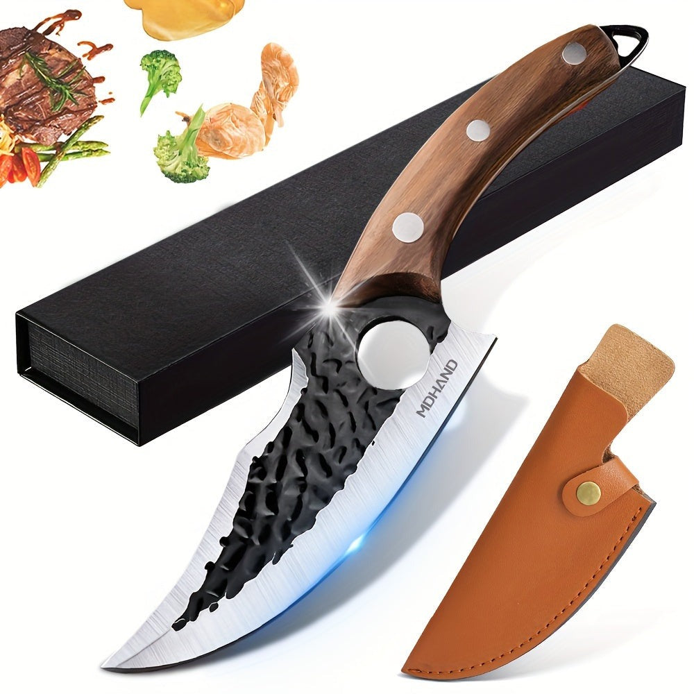 Machete deshuesador multifuncional de 27.94 cm con agujero, hoja afilada, acero inoxidable, mango cómodo, apto para cocina, exteriores, pesca, barbacoa, puede cortar carne, pescado, verduras, frutas, deshuesar detail image - detail view 3
