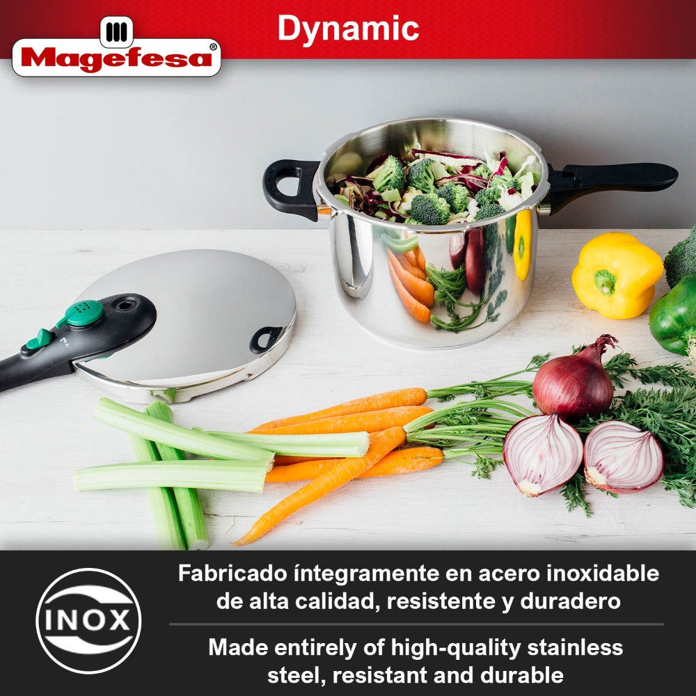 Magefesa DYNAMIC - Juego de Olla Express Rápida + Cestillo, Acero Inoxidable 18/10, Eficiencia Energética, Todo Tipo de Cocinas, Inducción detail image - detail view 4