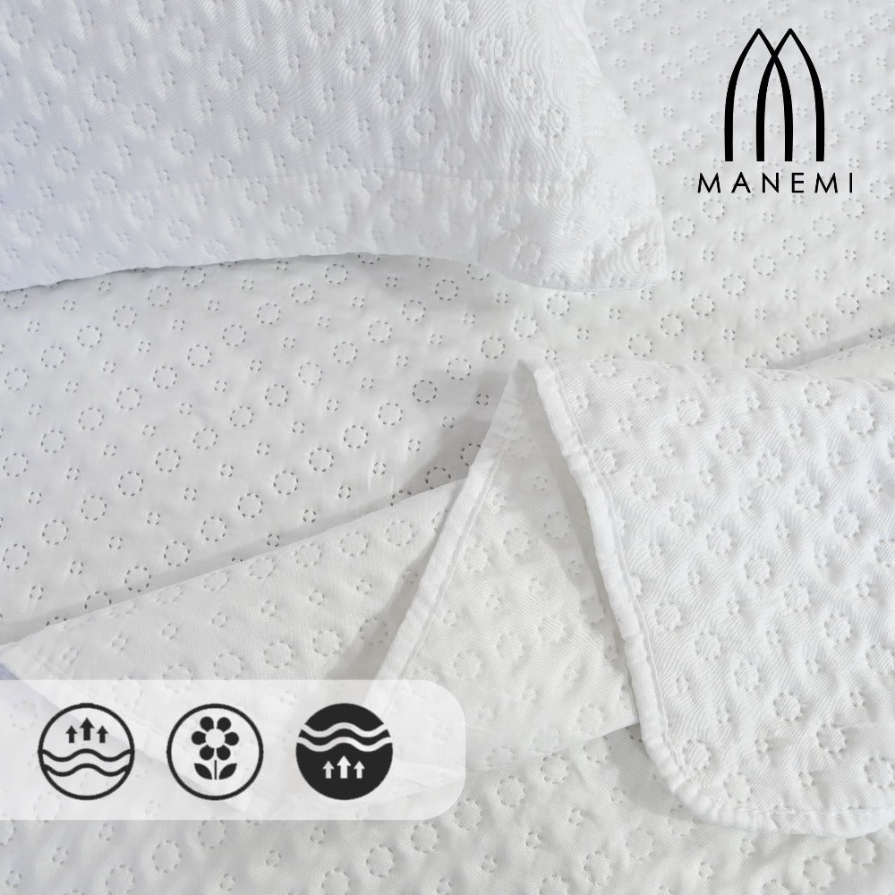 MANEMI - Colcha bouti para verano y entretiempo - Colcha para cama inluye 1 o 2 funda de cojin segun la medida，Colcha cubre cama 100% poliester, suave y transpirable. El diseño de la funda de cojin puede variar según el corte del tejido det