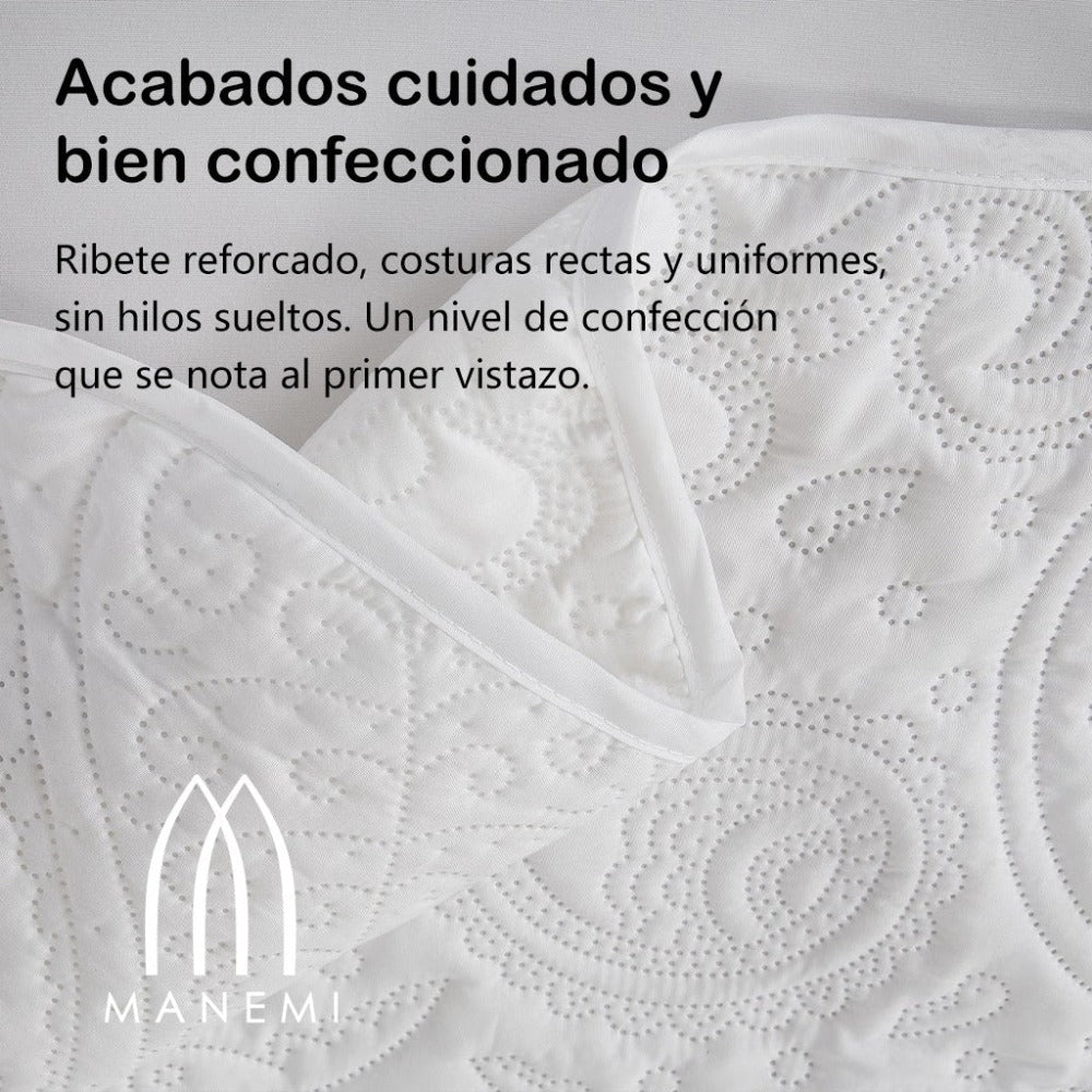MANEMI - Colcha bouti para verano y entretiempo - Colcha para cama inluye 1 o 2 funda de cojin segun la medida，Colcha cubre cama 100% poliester, suave y transpirable. El diseño de la funda de cojin puede variar según el corte del tejido det