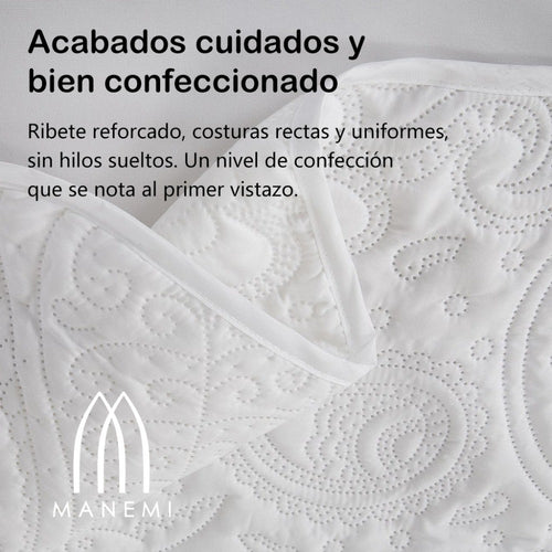 MANEMI - Colcha bouti para verano y entretiempo - Colcha para cama inluye 1 o 2 funda de cojin segun la medida，Colcha cubre cama 100% poliester, suave y transpirable. El diseño de la funda de cojin puede variar según el corte del tejido det