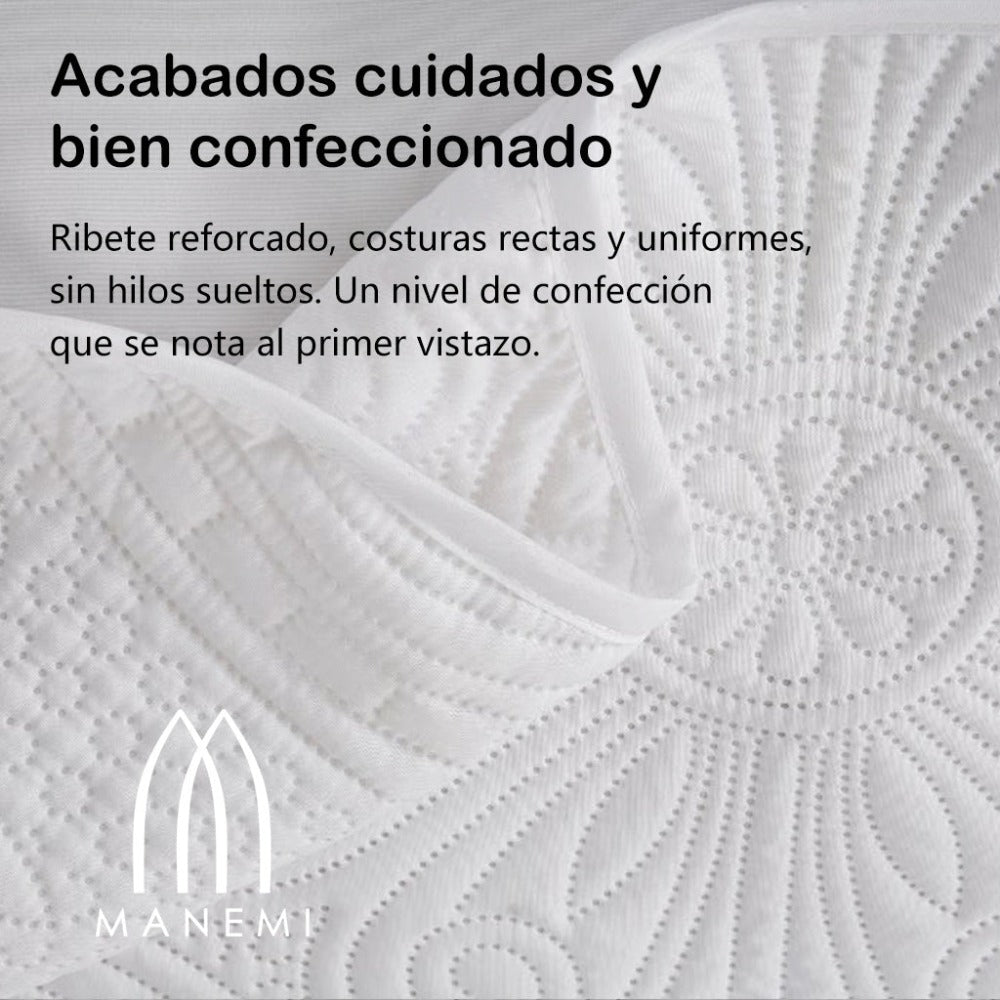 MANEMI - Colcha bouti para verano y entretiempo - Colcha para cama inluye 1 o 2 funda de cojin segun la medida，Colcha cubre cama 100% poliester, suave y transpirable. El diseño de la funda de cojin puede variar según el corte del tejido det