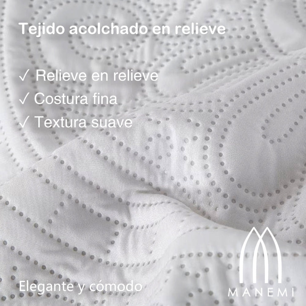 MANEMI - Colcha bouti para verano y entretiempo - Colcha para cama inluye 1 o 2 funda de cojin segun la medida，Colcha cubre cama 100% poliester, suave y transpirable. El diseño de la funda de cojin puede variar según el corte del tejido det