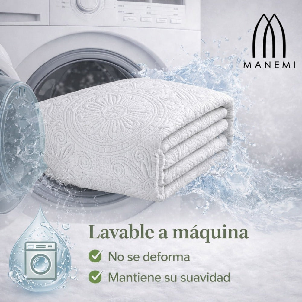 MANEMI - Colcha bouti para verano y entretiempo - Colcha para cama inluye 1 o 2 funda de cojin segun la medida，Colcha cubre cama 100% poliester, suave y transpirable. El diseño de la funda de cojin puede variar según el corte del tejido det