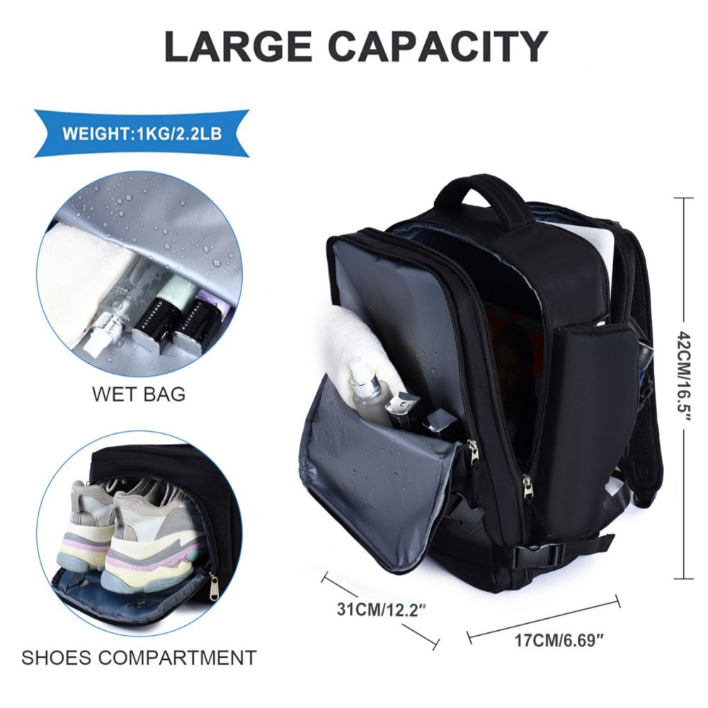 Mochila de Viaje para Cabina de Avion 45x30x20 para Vuelo Barato Equipaje de Mano y Espaciosa con Compartimento para Zapatos y Mochila Antirrobo Multifuncional para Viajes 2210. detail image - detail view 18