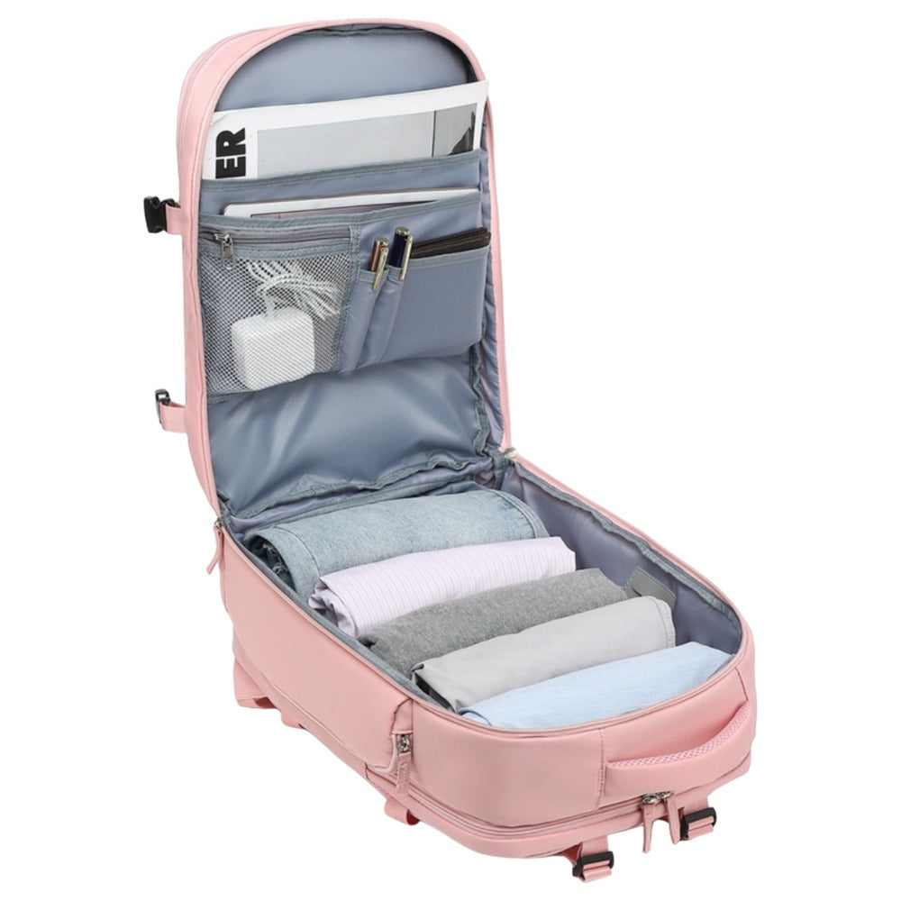 Mochila de Viaje para Cabina de Avion 45x30x20 para Vuelo Barato Equipaje de Mano y Espaciosa con Compartimento para Zapatos y Mochila Antirrobo Multifuncional para Viajes 2210. product image